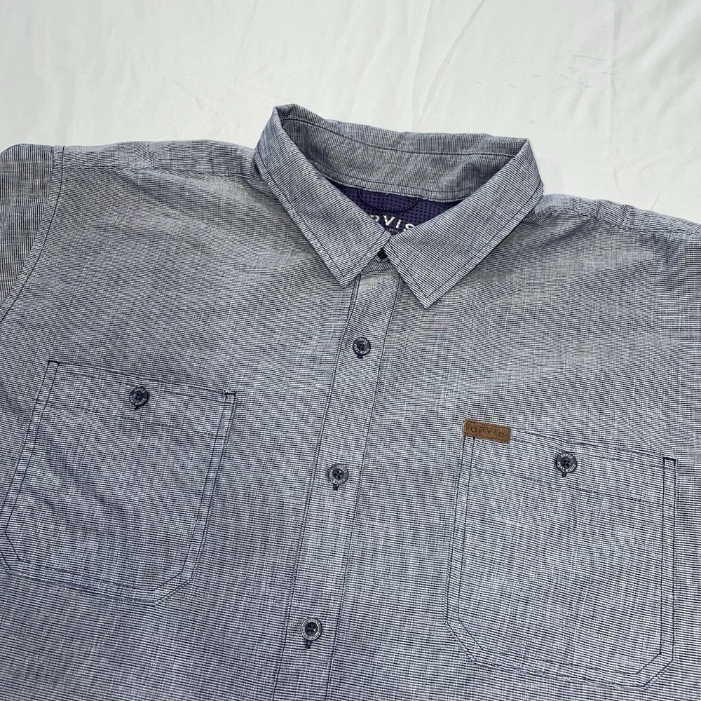 Orvis Classic Collection Short Sleeve Shirt Men's XXL Gray/Blue Camp Hiking